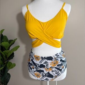 Yellow Twist Front Crop Top